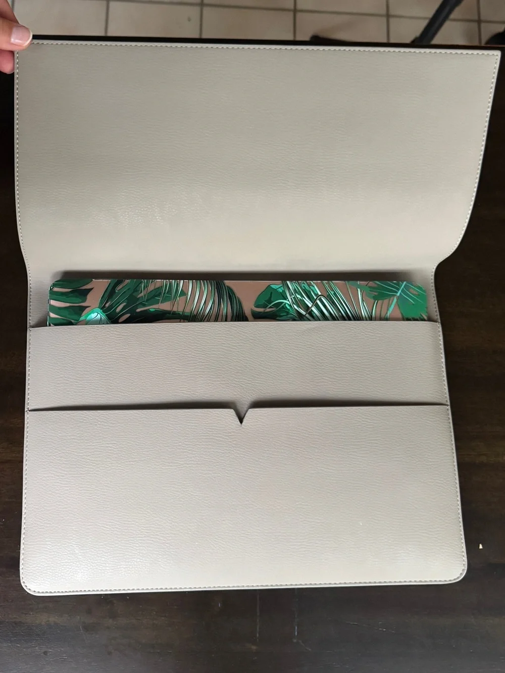 Leather Tablet Laptop Cover in Cream